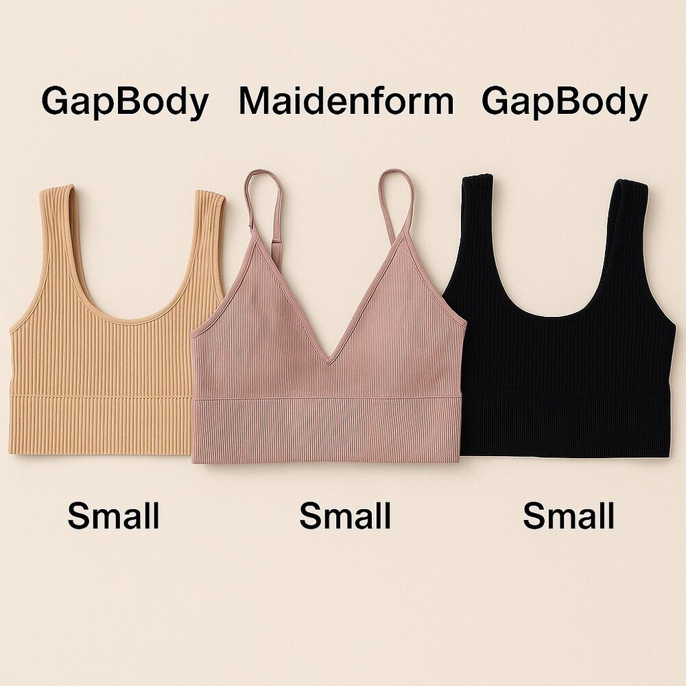 GapBody & Maidenform Ribbed Bralette Bundle Small Neutral Colors Nylon/Spandex